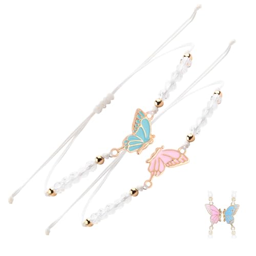 Ynkkvre 2 Stück Freundschaftsarmbänder, Verstellbare Schmetterling Freundschaftsarmband, Best Friends-Armband, Personalisierte Armbänder für Paare und Bester Freund, Schmuck Geschenke für Teenager. von Ynkkvre