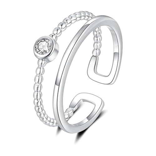 Ynkkvre 925 Silber Damen Ringe, Doppelring Offen Verstellbar Silber Ringe, Wasserfester Ring mit geschwungenem Design, Elegantes Design, Einfacher Damenring, Geschenk für Damen. Ynkkvre 925 Silber Damen Ringe, Doppelring Offen Verstellbar Silber Ringe, Wasserfester Ring mit geschwungenem Design, Elegantes Design, Einfacher Damenring, Geschenk für Damen. von Ynkkvre