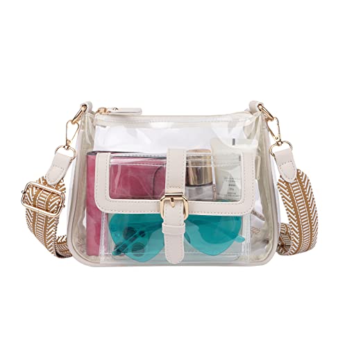 Ynport Crefreak Damen PVC Klar Umhängetasche Stadium zugelassener Kleiner transparenter Schulterhandtasche Konzert Geldbeutel, Beige von Ynport Crefreak