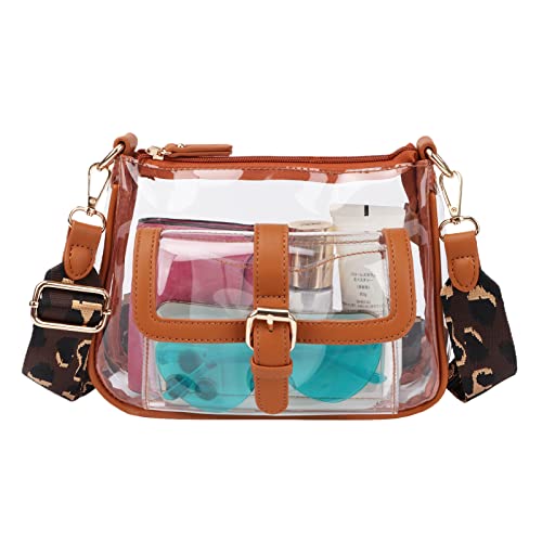 Ynport Crefreak Damen PVC Klar Umhängetasche Stadium zugelassener Kleiner transparenter Schulterhandtasche Konzert Geldbeutel, Braun von Ynport Crefreak