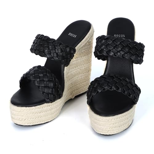 Ynport Crefreak Damen Plateau-Sandalen mit Geflochtenem Träger - Bequeme Schlupf-Sandalen mit offener Spitze für den Sommer und Strand, Schwarz, EU 41 Ynport Crefreak Damen Plateau-Sandalen mit Geflochtenem Träger - Bequeme Schlupf-Sandalen mit offener Spitze für den Sommer und Strand, Schwarz, EU 41 von Ynport Crefreak