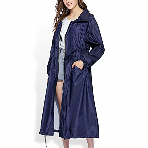 Ynport Crefreak Damen Regenmantel Wasserdichte Jacke Lange Leichte Regenjacke Atmungsaktive Outdoorjacke Windjacke Mit Kapuze Outdoor Poncho（Blau，XL） von Ynport Crefreak