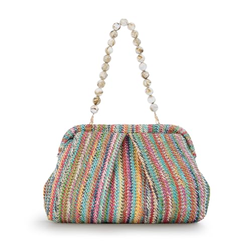 Ynport Crefreak Damen Stroh Umhängetasche Handgewebte Rattan Tragetaschen Strohhenkel Schulter Handtasche Sommer Strandtasche Clutch Geldbörse, Bunt von Ynport Crefreak