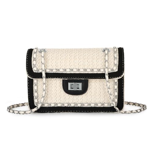 Ynport Crefreak Damen Stroh Umhängetasche Sommer Umhängetasche Strand Handtasche Quadrat Elegante Schulter Clutch Tasche Woven Flap Umhängetasche Geldbörse, Beige von Ynport Crefreak
