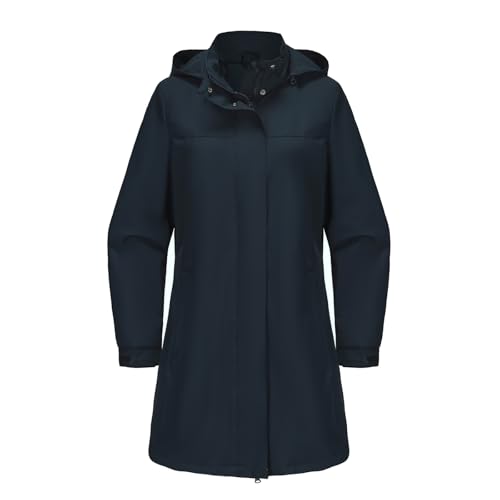 Ynport Crefreak Damen Wasserdicht Jakcet Leichter Winddichter Outdoor-Regenmantel Softshell Lange Trenchjacke mit Abnehmbarer Kapuze von Ynport Crefreak
