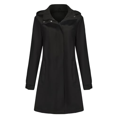 Ynport Crefreak Damen Wasserdicht Jakcet Leichter Winddichter Outdoor-Regenmantel Softshell Lange Trenchjacke mit Abnehmbarer Kapuze von Ynport Crefreak