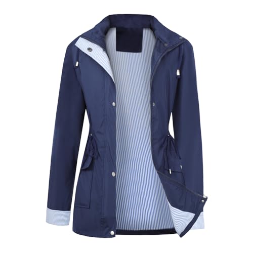 Ynport Crefreak Damen Wasserdichte Outdoor Kapuze Lange Regenjacke Leichter winddichter Trenchcoat Damen Erwachsene Regenjacke von Ynport Crefreak