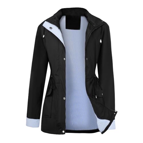 Ynport Crefreak Damen Wasserdichte Outdoor Kapuze Lange Regenjacke Leichter winddichter Trenchcoat Damen Erwachsene Regenjacke von Ynport Crefreak