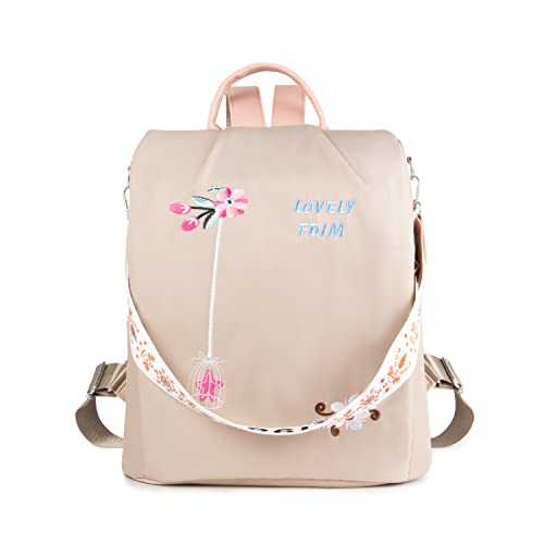 Ynport Crefreak Ethnische Stickerei Rucksack Damen Wasserdicht Oxford Tuch Damen Tagesrucksack Lässig Temperament Damen Anti-Diebstahl Reiserucksack Handtaschen(Khaki) von Ynport Crefreak