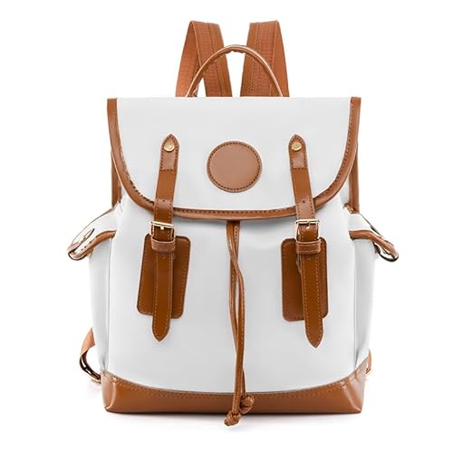 Ynport Crefreak Frauen Mode Rucksack Geldbörse Strapazierfähiges Oxford-Tuch Reise Tagesrucksäcke Wasserabweisende Convertible Casual Umhängetasche, Weiß Braun von Ynport Crefreak