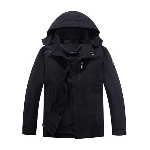 Ynport Crefreak Herren Outdoor Trenchcoat Regenmäntel Leichte Wasserdichte Trekkingjacke Winddichte Regenjacken mit Kapuze Shell Mountain Sport Jacke, Schwarz, XL von Ynport Crefreak