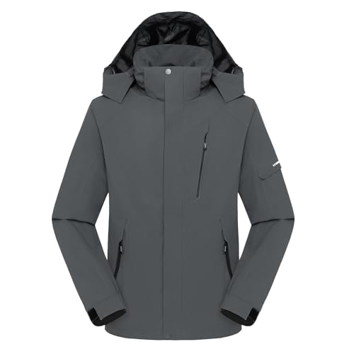 Ynport Crefreak Herren Outdoor Wasserdichte Jacke Brethable Wandern Regenjacke mit Kapuze Outdoor Trenchcoat Leichte Shell-Jacke Moutain Windbreaker Jacke, Grau, L von Ynport Crefreak
