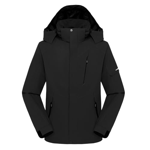 Ynport Crefreak Herren Outdoor Wasserdichte Jacke Brethable Wandern Regenjacke mit Kapuze Outdoor Trenchcoat Leichte Shell-Jacke Moutain Windbreaker Jacke, Schwarz, XL von Ynport Crefreak