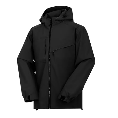 Ynport Crefreak Herren Outdoor Wasserdichte Jacke Leichte Wandern Wasserdichte Regenjacke mit Kapuze Outdoor Trenchcoat Regenmantel Shell-Jacke Moutain Windbreaker Jacke, Schwarz, S von Ynport Crefreak
