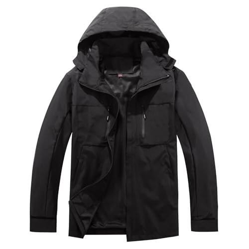 Ynport Crefreak Herren Outdoorjacke Winddicht Sport Jakcet Wasserdichte Paarjacke Kapuzenleichte Windjacke Mantel für Outdoor Wandern Trekking, Schwarz, L von Ynport Crefreak