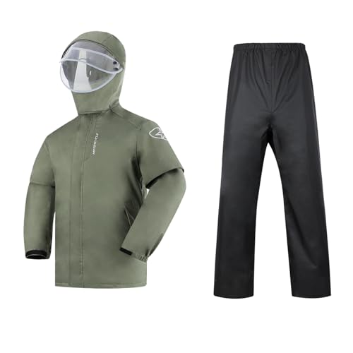 Ynport Crefreak Herren Regenanzug Outdoor Wasserdichte Jacke mit Hose 2 Stück Atmungsaktiver Leichter Packbarer Regenmantel mit Kapuze zum Gehen, Wandern, Angeln von Ynport Crefreak