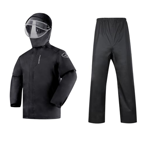Ynport Crefreak Herren Regenanzug Outdoor Wasserdichte Jacke mit Hose 2 Stück Atmungsaktiver Leichter Packbarer Regenmantel mit Kapuze zum Gehen, Wandern, Angeln von Ynport Crefreak