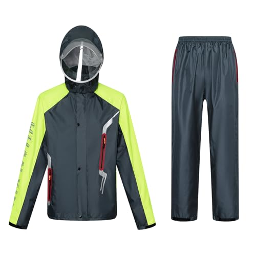 Ynport Crefreak Herren Regenanzug Outdoor Wasserdichter Overall Atmungsaktive Regenjacke und Hose Set Unisex Radsport Regenmantel Kapuzen Regenbekleidung für Herren Damen,Marine Blau,S von Ynport Crefreak