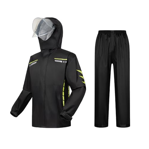 Ynport Crefreak Herren Regenanzug Wasserdichter Anzug Outdoor Regenjacke mit Kapuze Arbeitskleidung Regenjacke und Hosenset Winddichte Regenjacke mit Kapuze Atmungsaktive Regenbekleidung,Gelb, M von Ynport Crefreak