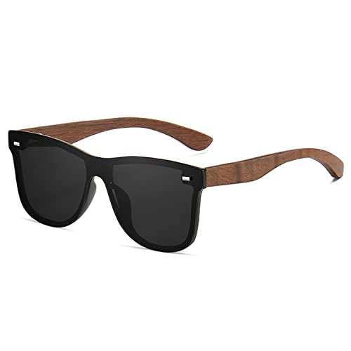 Ynport Crefreak Holz Sonnenbrille für Herren und Damen, UV Schutz Holzbügel Sonnenbrille Retro-Brille mit Geschenkbox aus Bambus, Schwarz von Ynport Crefreak