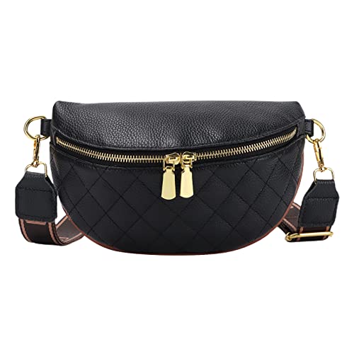 Ynport Crefreak Kleine Umhängetasche für Damen Trendige Modische Bauchtaschen Aus Veganem Leder Brustgurt Bauchtasche Anti-Diebstahl Umhängetasche für Damen, Schwarz-2230 von Ynport Crefreak