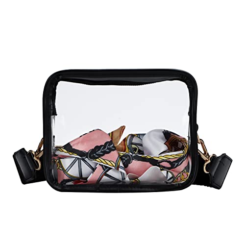 Ynport Crefreak PVC Clear Crossbody Bag Stadium Approved Transparent Shoulder Purse Wasserdichte Umhängetasche Kleine Handyhandtasche für Damen, Schwarz von Ynport Crefreak