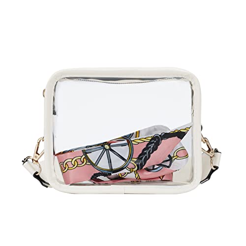 Ynport Crefreak PVC Clear Crossbody Bag Stadium Approved Transparent Shoulder Purse Wasserdichte Umhängetasche Kleine Handyhandtasche für Damen, Weiß von Ynport Crefreak