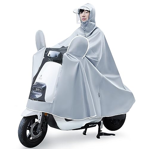 Ynport Crefreak Radfahren Wasserdicht Regenponcho Fahrrad E-Bike Regencapes Oversize Kapuze Outdoor Regenbekleidung Kompakt Wiederverwendbar für Erwachsene,Grau,5XL von Ynport Crefreak