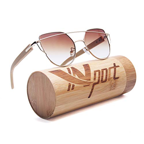 Ynport Crefreak Sonnenbrille aus Bambus, polarisiert, für Damen, Holz-Sonnenbrille, verspiegelt. von Ynport Crefreak