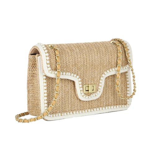 Ynport Crefreak Stroh Umhängetaschen für Damen Sommer Stroh Geldbörsen und Handtaschen Elegante Schulter Clutch Tasche Kleine Klappe Umhängetasche Geldbörse Umhängetasche,Khaki,Groß von Ynport Crefreak