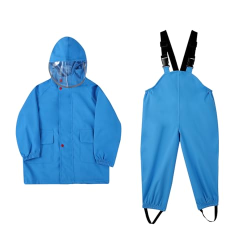 Ynport Crefreak Unisex Kinder Regenanzüge Wasserfeste Jacke mit Latzhose Leichte Outdoor Kapuze Kinder Regenjacke für Junge und Mädchen von Ynport Crefreak