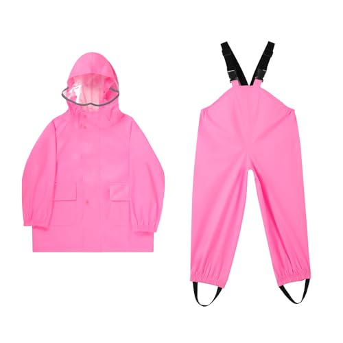 Ynport Crefreak Unisex Kinder Regenanzüge Wasserfeste Jacke mit Latzhose Leichte Outdoor Kapuze Kinder Regenjacke für Junge und Mädchen von Ynport Crefreak