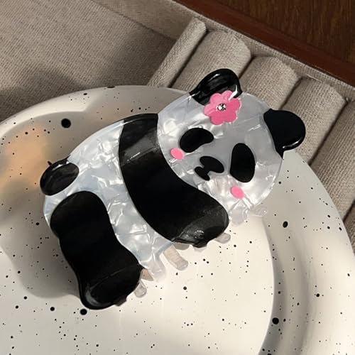 Haarklammer in Panda-Form, Weiß und Schwarz, Tier, rutschfest, Haarschmuck für mittellanges Haar, Frauen und Mädchen, Rosa Blume Panda Haarklammer in Panda-Form, Weiß und Schwarz, Tier, rutschfest, Haarschmuck für mittellanges Haar, Frauen und Mädchen, Rosa Blume Panda von Ynxee