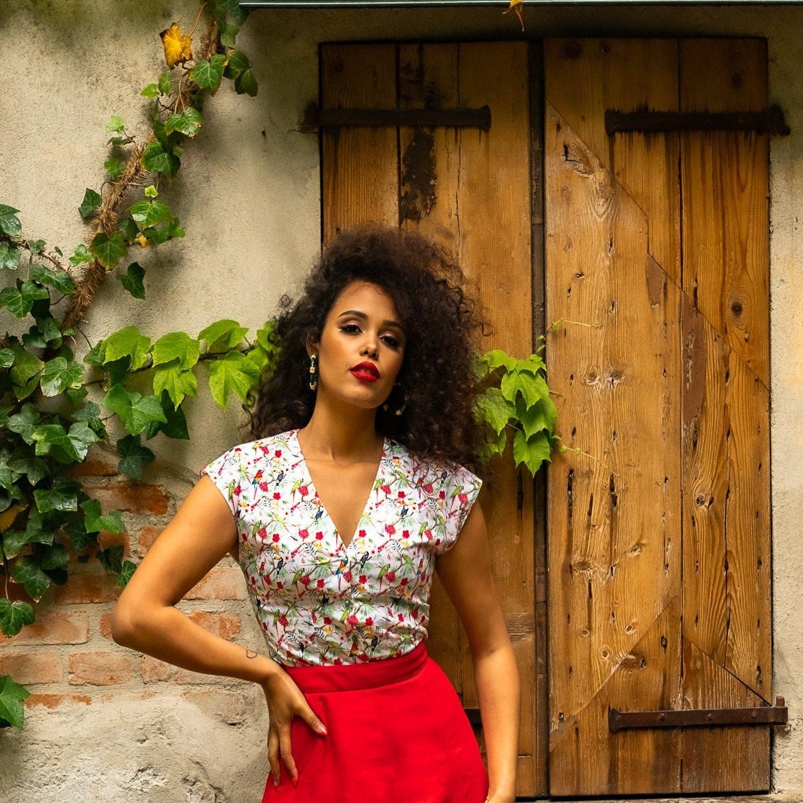 Kurzarm-Leinenhemd/Damenhemd/Blumendruckhemd/Vintage-Hemd/High-Fashion-Hemd/Baumwollhemd von YoNegrita