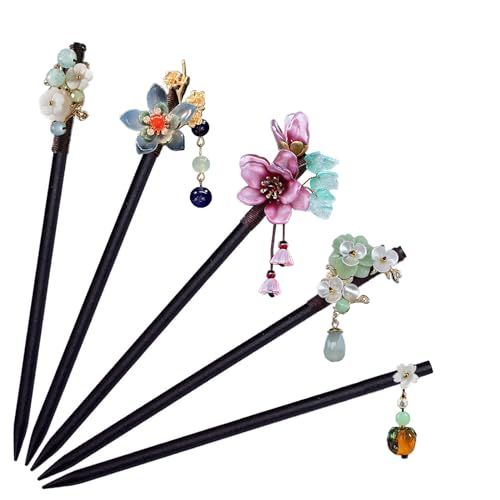 5 Stück Vintage Haar Sticks Holz Haarstäbchen Damen Haarnadel mit Blumen und Quasten verziert, Retro Haarklammern Chinesische Haarstäbchen, Frauen Mädchen Haar Zubehör 5 Stück Vintage Haar Sticks Holz Haarstäbchen Damen Haarnadel mit Blumen und Quasten verziert, Retro Haarklammern Chinesische Haarstäbchen, Frauen Mädchen Haar Zubehör von Yoaeyok