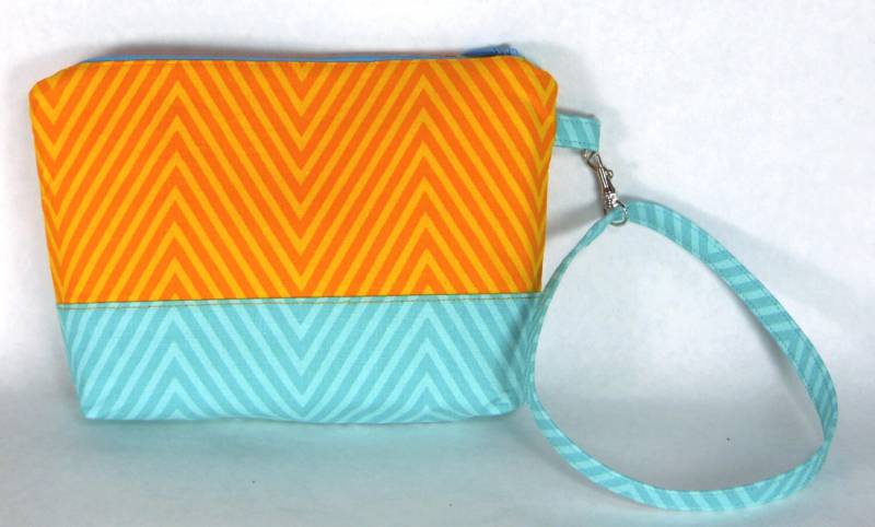 Orange/Aqua Zickzack/Zickzack-Armband Kleine Geldbörse Handtasche Oder Kosmetiktasche von YobabsShop