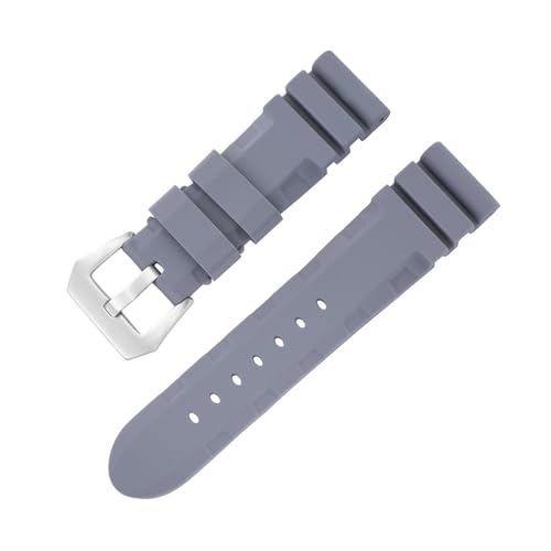 Yobohui 22 mm 24 mm 26 mm weiches Gummi-Uhrenarmband for Panerai-Armband for Uhrenarmband-Zubehör der Serien PAM1392/0682(Gray,Width24mm) von Yobohui