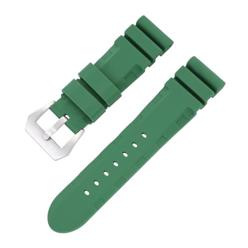 Yobohui 22 mm 24 mm 26 mm weiches Gummi-Uhrenarmband for Panerai-Armband for Uhrenarmband-Zubehör der Serien PAM1392/0682(Green,Width24mm) von Yobohui