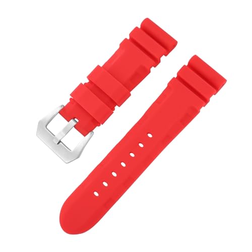 Yobohui 22 mm 24 mm 26 mm weiches Gummi-Uhrenarmband for Panerai-Armband for Uhrenarmband-Zubehör der Serien PAM1392/0682(Red,Width22mm) von Yobohui