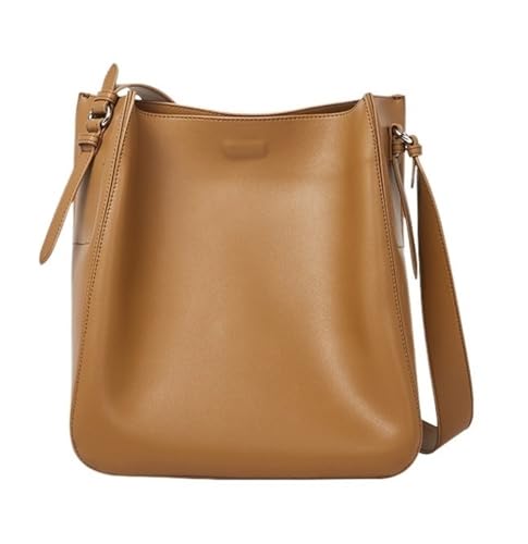 Yobohui Bucket-Umhängetaschen for Damen, echtes Leder, lässig, mit Henkel, Hobo-Tragetasche, Geldbörse, Handtasche mit Magnetknopf(Brown) von Yobohui