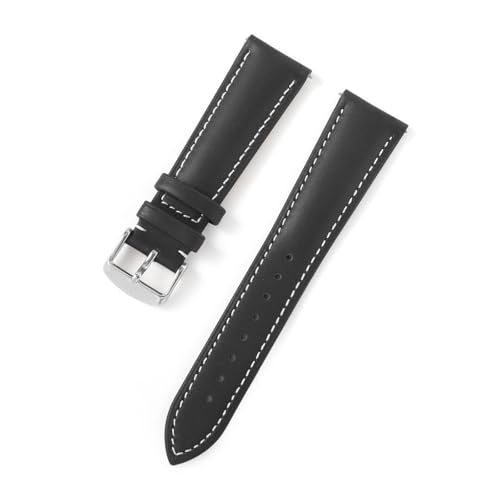 Yobohui Leder-Uhrenarmbänder, 16–24 mm, Lederbänder for Herren und Damen, Dornschließe, Uhrenzubehör(White+Black,Width 21mm) von Yobohui