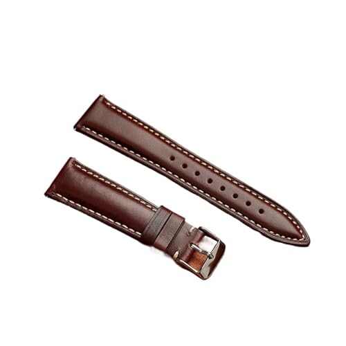 Yobohui Lederarmbänder 18 mm – 22 mm Unisex-Lederarmbänder Ersatz-Uhrenarmbänder Zubehör Dornschließe(Reddishbrown,Width18mm) von Yobohui