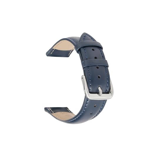Yobohui Lederarmband 10 mm ~ 24 mm Damen Herren Allzweck-Uhrenarmband mit Dornschließe(Blue,Width10mm) von Yobohui