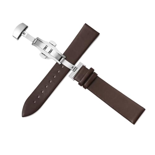 Yobohui Lederarmband 12–22 mm, Unisex, weiches Leder, Schmetterlingsschnalle, Stahlarmband(Darkbrown,Width12mm) von Yobohui