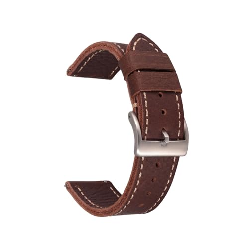 Yobohui Lederarmband 20 mm 22 mm 24 mm Herren-Smartwatch-Lederarmband mit Dornschließe, Uhrenzubehör(Darkbrown,Width22mm) von Yobohui
