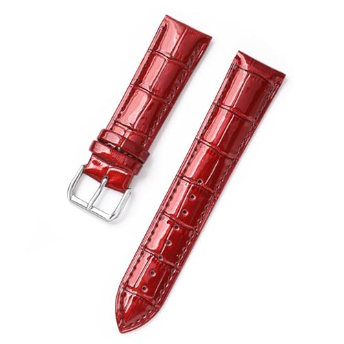 Yobohui Lederbänder 12 mm - 22 mm Lackleder Ersatzbänder Armband Armbänder(Burgundy,Width22mm) von Yobohui