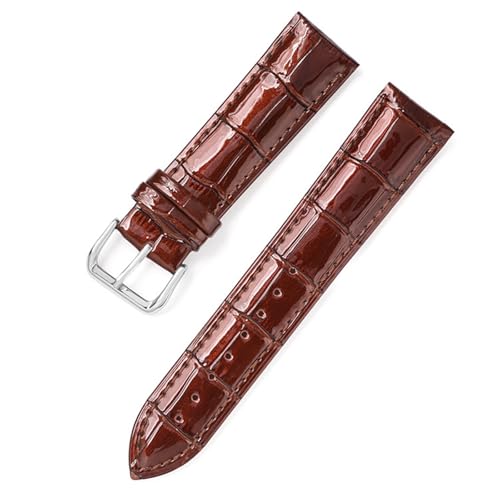 Yobohui Lederbänder 12 mm - 22 mm Lackleder Ersatzbänder Armband Armbänder(Darkbrown,18mmwide) von Yobohui