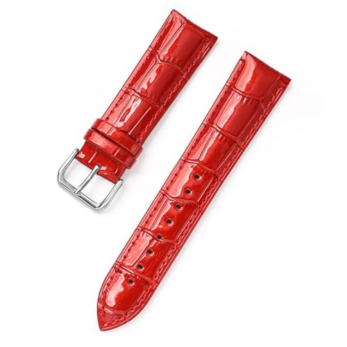 Yobohui Lederbänder 12 mm - 22 mm Lackleder Ersatzbänder Armband Armbänder(Red,Width20mm) von Yobohui