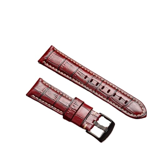 Yobohui Lederbänder 20/22/24/26mm Herren Vintage Bambus Uhrenarmbänder Uhrenzubehör(Red,Width20mm) von Yobohui