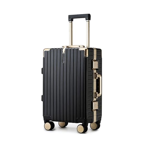 Yobohui Leichter Koffer, Gepäck mit Aluminiumrahmen, Handgepäck mit Spinner-Rädern, geeignet for Männer, Mädchen und Studenten(Black,20in) von Yobohui